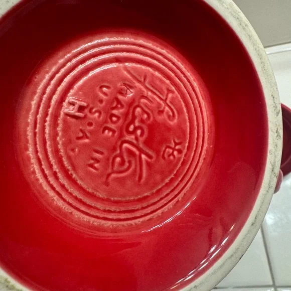 fiestaware red teapot cup mug lid vintage home decor - Picture 6 of 8
